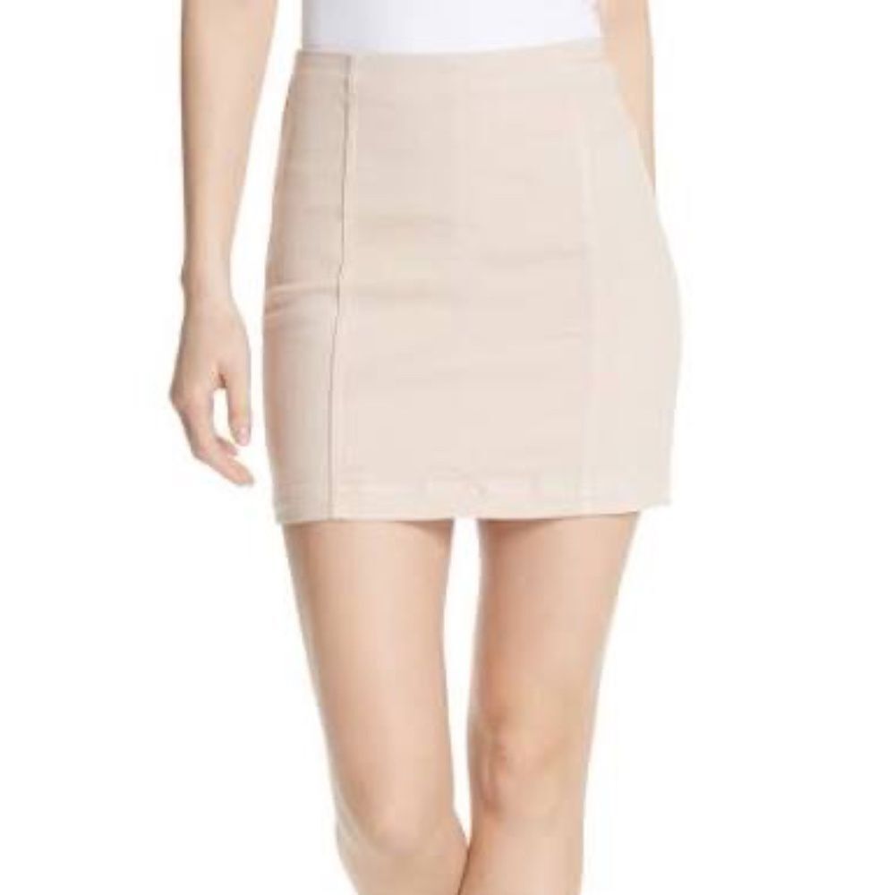 Free People Modern Femme Pale Beige Panel Mini Skirt Sz 8